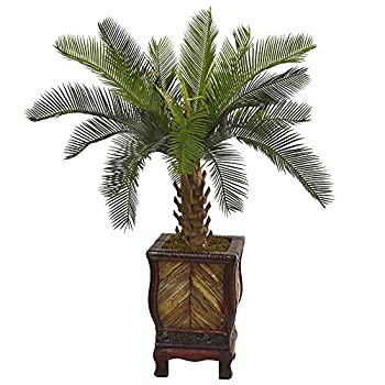 【中古】【インポート品・未当て嵌める】Nearly Natural 3フート 犀カス 人工木 木製プランター 緑であること