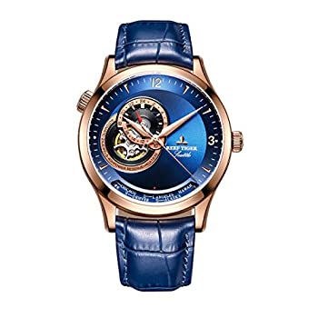 【中古】【インポート品・未当て嵌める】Reef Tiger メンズ心地好いウオッチ 完全無欠レザーストラップ 自動小銃一巻きウオッチ 文字記号盤色: 青み RGA1693 RGA1693-PLL
