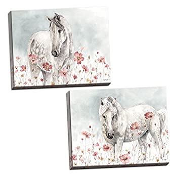 【中古】【輸入品・未使用】GangoホームDecor shabby-chic Wild Horses I & II by Lisa Audit ( Ready toハング) ; 2つ18?x 12in hand-stretched Canvases Two 24x16in Hand
