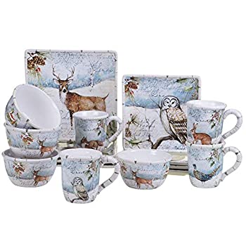 【中古】【輸入品・未使用】Certified International 89255 Winter's Lodge 食器16点セット 4点セット フリーサイズ マルチカラー｜スカイマーケットプラス