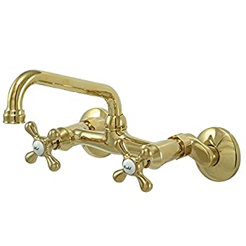 【中古】【インポート品・未当て嵌める】Kingston Brass KS213PB Victorian Two Handle Wall Mount Kitchen Faucet%ｶﾝﾏ% 7-Inch%ｶﾝﾏ% Polished Brass by Kingston Brass [並行輸入品] その他-インテリア・寝具・収納