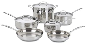 【中古】【インポート品・未当て嵌める】クイジナート ステンレス鋼鍋10点仕掛ける Cuisinart Chef\u0027s Classic Stainless 10-Piece Cookware Set 77-10 並行輸入品 [並行輸入品]