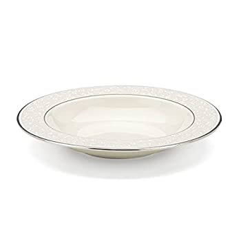 【中古】【インポート品・未当て嵌める】(Pasta/Soup Bowl%ｶﾝﾏ% Lenox Pearl Innocence Fine Dinnerware) - Lenox Pearl Innocence Platinum Banded Ivory China Pasta Bowl/Rim Soup