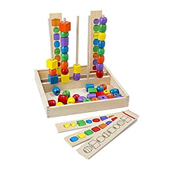 【中古】【輸入品・未使用】Melissa & Doug Bead Sequencing Set with 46木製ビーズと5両面パターン・ボード｜スカイマーケットプラス