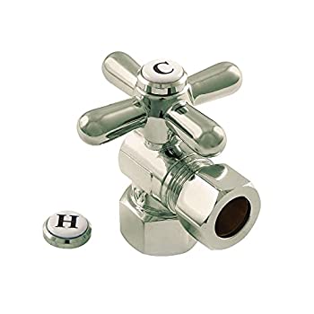 【中古】【輸入品・未使用】Kingston Brass CC44408X ヴィンテージ 1/2インチ FIP X 1/2インチ OD アングルストップ圧縮 メタルクロスハンドル付き 2-1/8インチ サテンニッ|スカイマーケットプラス