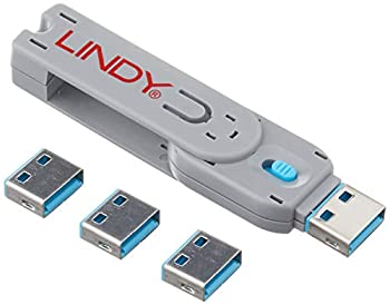 【中古】【インポート品・未当て嵌める】Lindy USB Port Blocker - Pack 4%ｶﾝﾏ% Colour Code: Blue security access control system