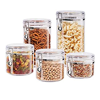 【中古】【輸入品・未使用】Oggi 9322 5-Piece Acrylic Canister Set with Airtight Clamp Lids-Food Storage Container by Oggi