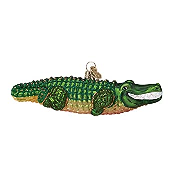 【中古】【輸入品・未使用】Old World Christmas 海と水 動物 ガラス吹きオーナメント クリスマスツリー用 ワニ革
