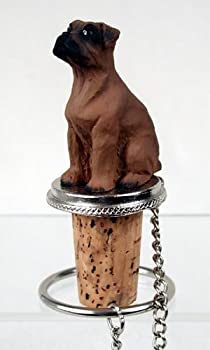 【中古】【輸入品・未使用】Boxer Fawn Uncropped Ears Wine Bottle Stopper DTB102B by Conversation Concepts画像