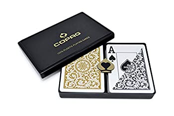 【中古】【輸入品・未使用】COPAG(コパッグ) 1546 プラスチックトランプ ブラック/ゴールド ポーカーサイズ ジャンボインデックス｜スカイマーケットプラス