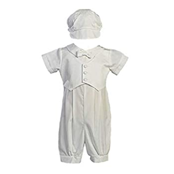 【中古】【輸入品・未使用】男の子用 ポリエステル綿混紡 洗礼式用ロンパース うね織りのベスト付き US サイズ: 6-12 Month カラー: ホワイト