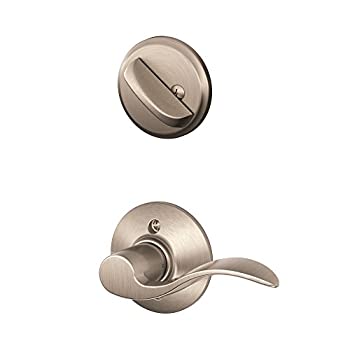 【中古】【輸入品・未使用】Schlage F59 ACC 619 LHアクセントインテリア左ハンドルレバーデッドボルト付き、サテンニッケル(内部半分のみ)