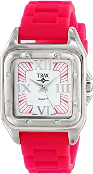 【中古】【輸入品・未使用】[女性用腕時計]Trax Women's TR5132-PK Posh Square Pink Rubber White Dial Watch[並行輸入品]