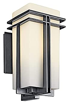 【中古】【輸入品・未使用】Kichler Lighting 49202BK Tremillo 17-1/2-Inch Light Outdoor Wall Lantern%ｶﾝﾏ% Black with Satin-Etched Cased Opal Glass by Kichler Light｜スカイマーケットプラス