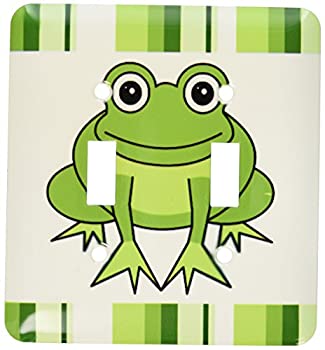 【中古】【輸入品・未使用】3drose LLC lsp _ 6104?_ 2?Cute Happy Green Frog with Stripes、ダブル切り替えスイッチ|スカイマーケットプラス
