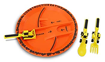 【中古】【輸入品・未使用】Set of 3 Construction Utensils with Construction Plate ベビー用　スプーン　3本セット　プレート付き