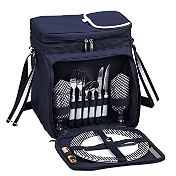 【中古】【輸入品・未使用】Insulated Picnic Basket/Cooler Fully Equipped with Service for 2 - Navy 141［並行輸入］