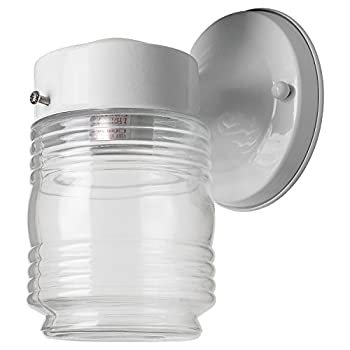 【中古】【輸入品・未使用】Sunlite ODI1050 7-Inch Wall Mount Jar Outdoor Fixture%ｶﾝﾏ% White Finish with Clear Glass by Sunlite [並行輸入品]