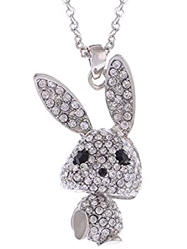 【中古】【輸入品・未使用】アリランSilvery ToneクリスタルラインストーンBobbleアニメBunny Rabbitペンダントネックレス