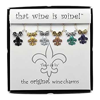 【中古】【輸入品・未使用】ワインThings %ﾀﾞﾌﾞﾙｸｫｰﾃ% Fleur De Lis %ﾀﾞﾌﾞﾙｸｫｰﾃ%ワインチャームペイント、Fits Neatly Aroundステム、マルチカラー