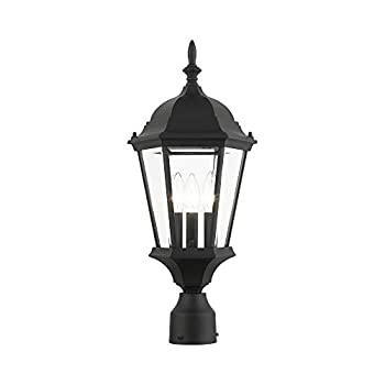 【中古】【輸入品・未使用】Livex Lighting 7563-04 Hamilton 3 Light Black Cast Aluminum Outdoor Post Head Lantern with Clear Beveled Glass by Livex Lighting [並行｜スカイマーケットプラス 62,989円