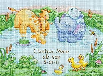 【中古】【輸入品・未使用】Little Pond Birth Record Counted Cross Stitch Kit-12%ﾀﾞﾌﾞﾙｸｫｰﾃ%X9%ﾀﾞﾌﾞﾙｸｫｰﾃ% 14 Count (並行輸入品)