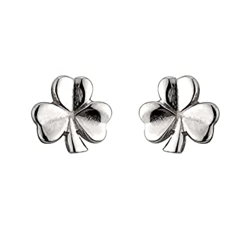 【中古】【輸入品・未使用】Sterling Silver Shiny Shamrock Stud Earrings-Made in Ireland