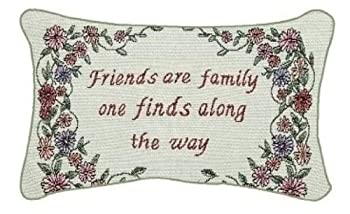 【中古】【インポート品・未当て嵌める】Manual 12.5 x 8.5-Inch Decorative Throw Pillow%ｶﾝﾏ% Friends Are Family by Manual Woodworker [並行輸入品]