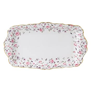 【中古】【インポート品・未当て嵌める】Royal Albert Rose Confetti Vintage Formal Rectangular Serving Tray%ｶﾝﾏ% White by Royal Albert