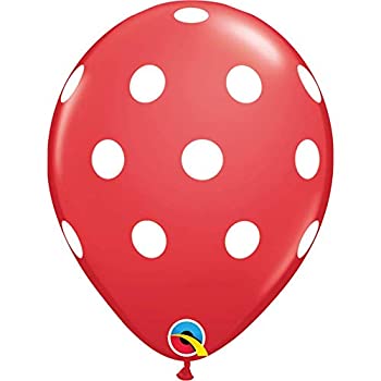 【中古】【輸入品・未使用】QL11%ﾀﾞﾌﾞﾙｸｫｰﾃ%R　ビックポルカドット レッド(ホワイトインク)(50入)＜ラバーバルーン＞PIN37208