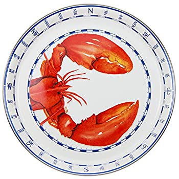 【中古】【輸入品・未使用】(Lobster Pattern) - Enamelware - Lobster Pattern - 15 1/2 inch Round Serving Tray