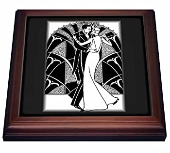 【中古】【輸入品・未使用】3dローズFloreneブラックandホワイト???アールデコDancing Couple???五徳 8 x 8%ﾀﾞﾌﾞﾙｸｫｰﾃ% trv_41536_1