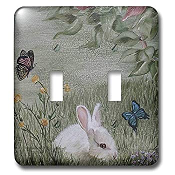 【中古】【輸入品・未使用】3drose LLC lsp _ 44347?_ 2?Bunny Rabbit In Grass With Butterflies Flying近く、ダブル切り替えスイッチ
