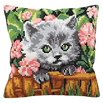 【中古】【輸入品・未使用】Minou Pillow Cross Stitch Kit-15-3/4%ﾀﾞﾌﾞﾙｸｫｰﾃ%X15-3/4%ﾀﾞﾌﾞﾙｸｫｰﾃ% (並行輸入品)
