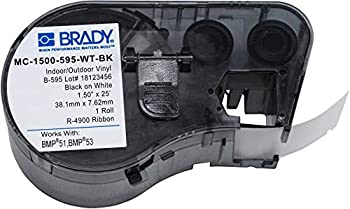 【中古】【インポート品・未当て嵌める】Brady MC-1500-595-WT-BK Vinyl B-595 Black on White Label Maker Cartridge%ｶﾝﾏ% 25\u0027 Width x 1-1/2 Height%ｶﾝﾏ% For BMP51/BMP53 Printers by