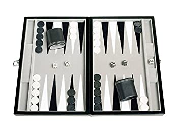 【中古】【輸入品・未使用】Leatherette Travel Backgammon Set - Inlaid Velvet Field%ｶﾝﾏ% 15-inch%ｶﾝﾏ% Black [並行輸入品]