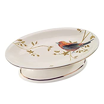【中古】【輸入品・未使用】AvantiリネンGilded Birdsソープディッシュ、アイボリー