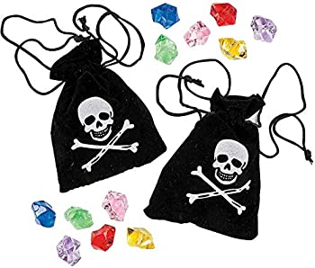 【中古】【輸入品・未使用】Pack of 4 - Suede Pirate Drawstring Bags With Jewels [並行輸入品]