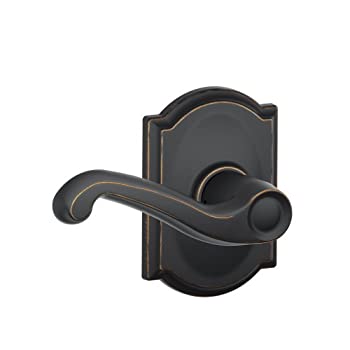 【中古】【インポート品・未当て嵌める】Schlage F10 FLA 716 CAM キャメロットコレクション フレアパッセージレバー エイジドブロンズ