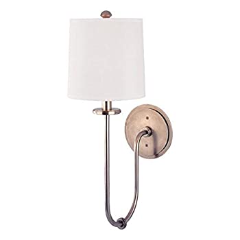 【中古】【輸入品・未使用】Hudson Valley Lighting 511-AGB Jericho - 1灯壁取り付け用燭台、古びた真鍮仕上げ、オフホワイトリネン。