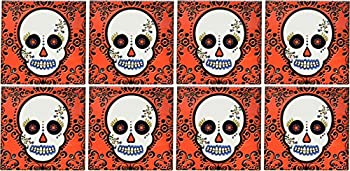 【中古】【輸入品・未使用】(set-of-8-Ceramic) - Janna Salak Designs Day of the Dead Skull Dia de los Muertos Sugar Skull Ceramic Tile Coaster|スカイマーケットプラス