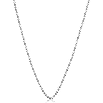 Kooljewelry スターリングシルバー 1.5mm ビーズボールチェーンネックレス (16 18 20 22 24 30インチ)