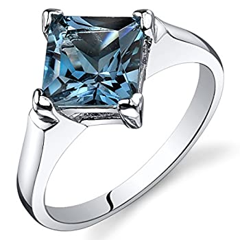 【中古】【輸入品・未使用】Peora London ブルートパーズ 婚約指輪 スターリングシルバー 2.00カラット サイズ5～9