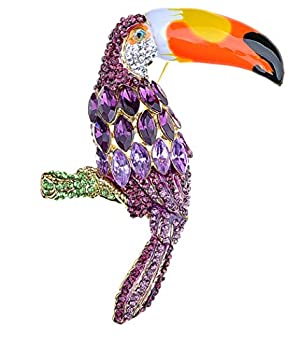 【中古】【輸入品・未使用】Alilang Womens Golden Tone Purple Rhinestones Tropical Toucan Parrot Bird Brooch Pin｜スカイマーケットプラス 11,608円