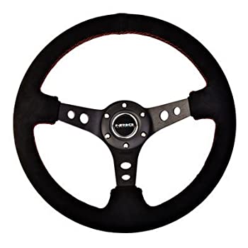 【中古】【輸入品・未使用】NRG InnovationsステアリングホイールDeep Dish 3?%ﾀﾞﾌﾞﾙｸｫｰﾃ%インチスエードwithレッドStitching 350?mm ( Part : st006s )