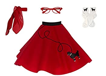 【中古】【輸入品・未使用】[ヒップホップ50sショップ]Hip Hop 50s Shop 4 Piece Child Poodle Skirt Costume Set%ｶﾝﾏ% Size Medium Red [並行輸入品]