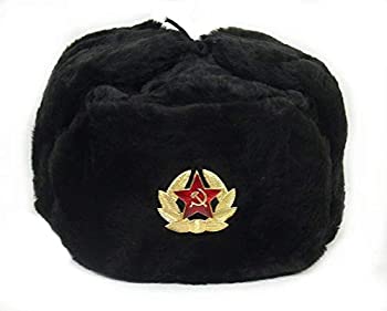 【中古】【輸入品・未使用】Russian Soviet Army Fur Military Cossack Ushanka Hat (Black%ｶﾝﾏ% 58/M)｜スカイマーケットプラス