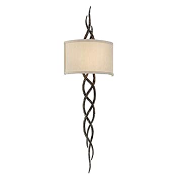 【中古】【輸入品・未使用】Troy Lighting B3462 タトゥー - ライト2個 壁取り付け用燭台 コテージブロンズ仕上げ ハードバックリネンシェード