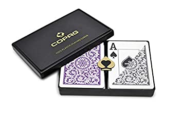 【中古】【輸入品・未使用】Copag 1546デザイン 100%プラスチック トランプ ポーカーサイズ ジャンボインデックス パープル/グレー ダブルデッキセット