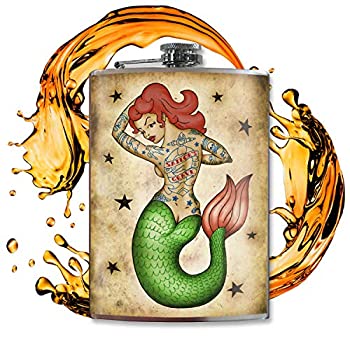 【中古】【インポート品・未当てはめる】Trixie \u0026 Milo Tattooed Mermaid 8薬局衡オンス Stainless Steel Flask by Trixie \u0026 Milo